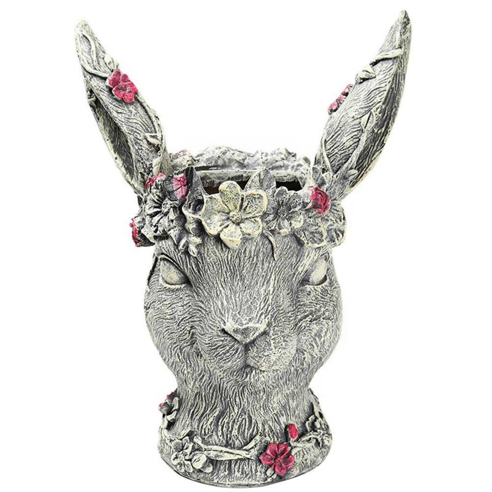 Garden Ornament, Rabbit Head Shape Flowerpot Resin Craftwork