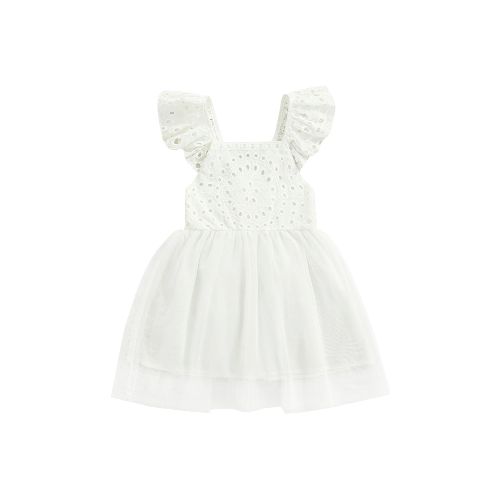 Lace Tutu Dress, Solid Color Fly Sleeve V-Neck Patchwork One-piece