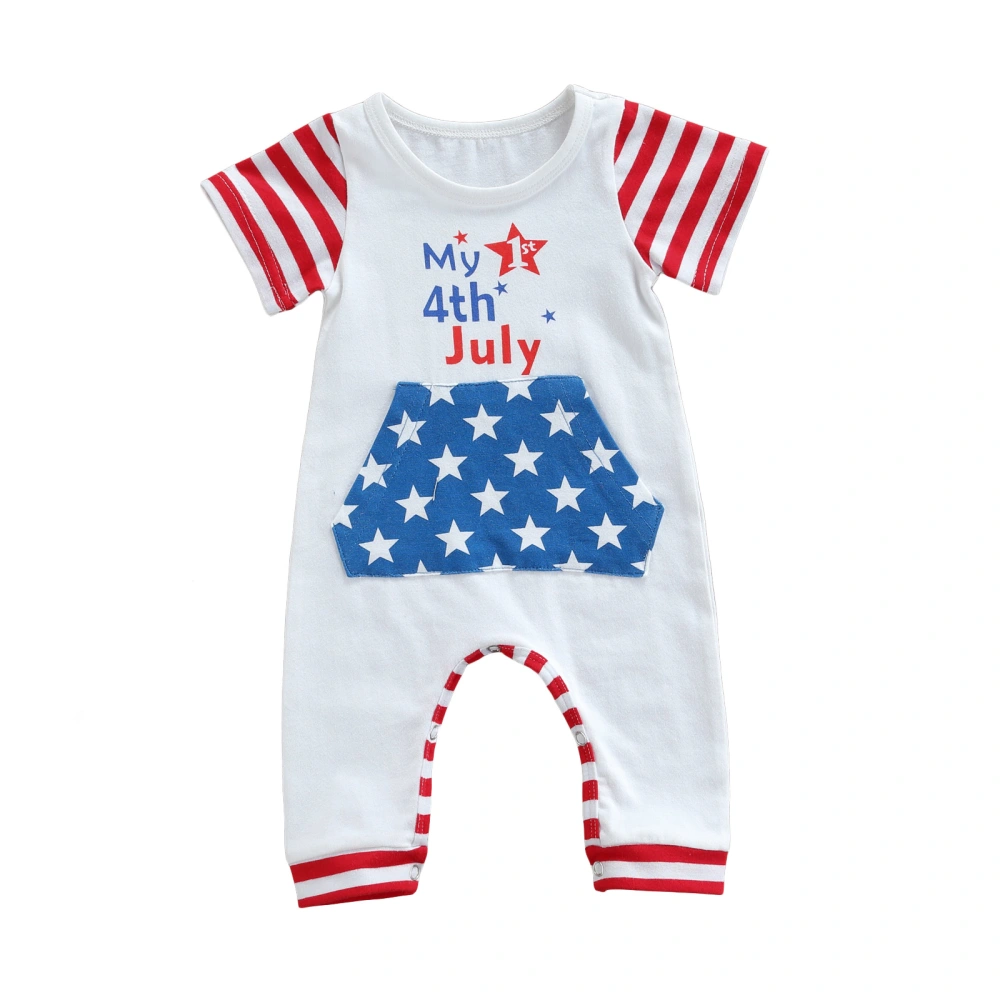 Infants Romper Tops Star Striped Printed Short Sleeves Unisex Clothes