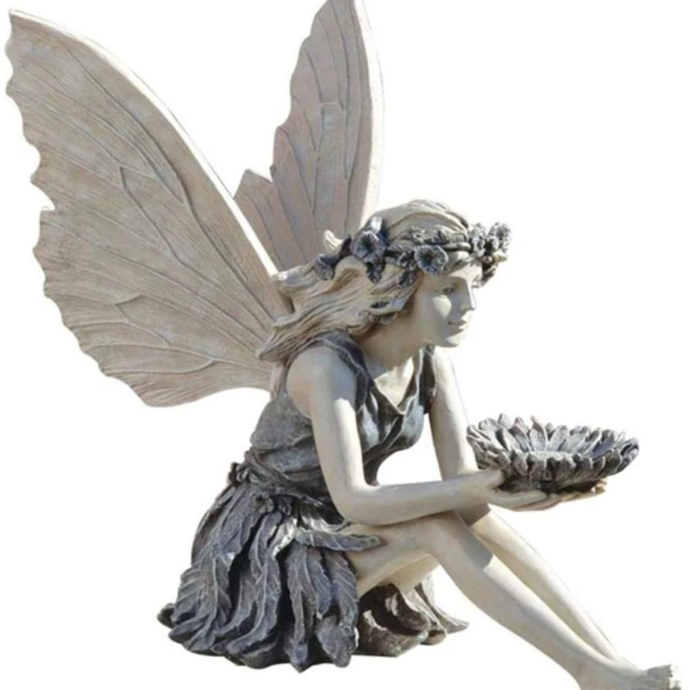 Garden Ornament, Sitting Fairy Shape Statue Decorative Resin Artwork