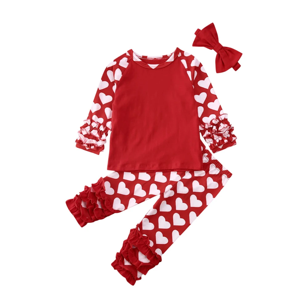 Baby Girl Valentine’s Day Outfits, Heart Tops + Pants + Headband