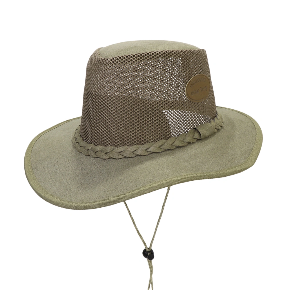 Men Cowboy Hat, Wide Brim Mesh Summer Casual Outdoor Western Cap