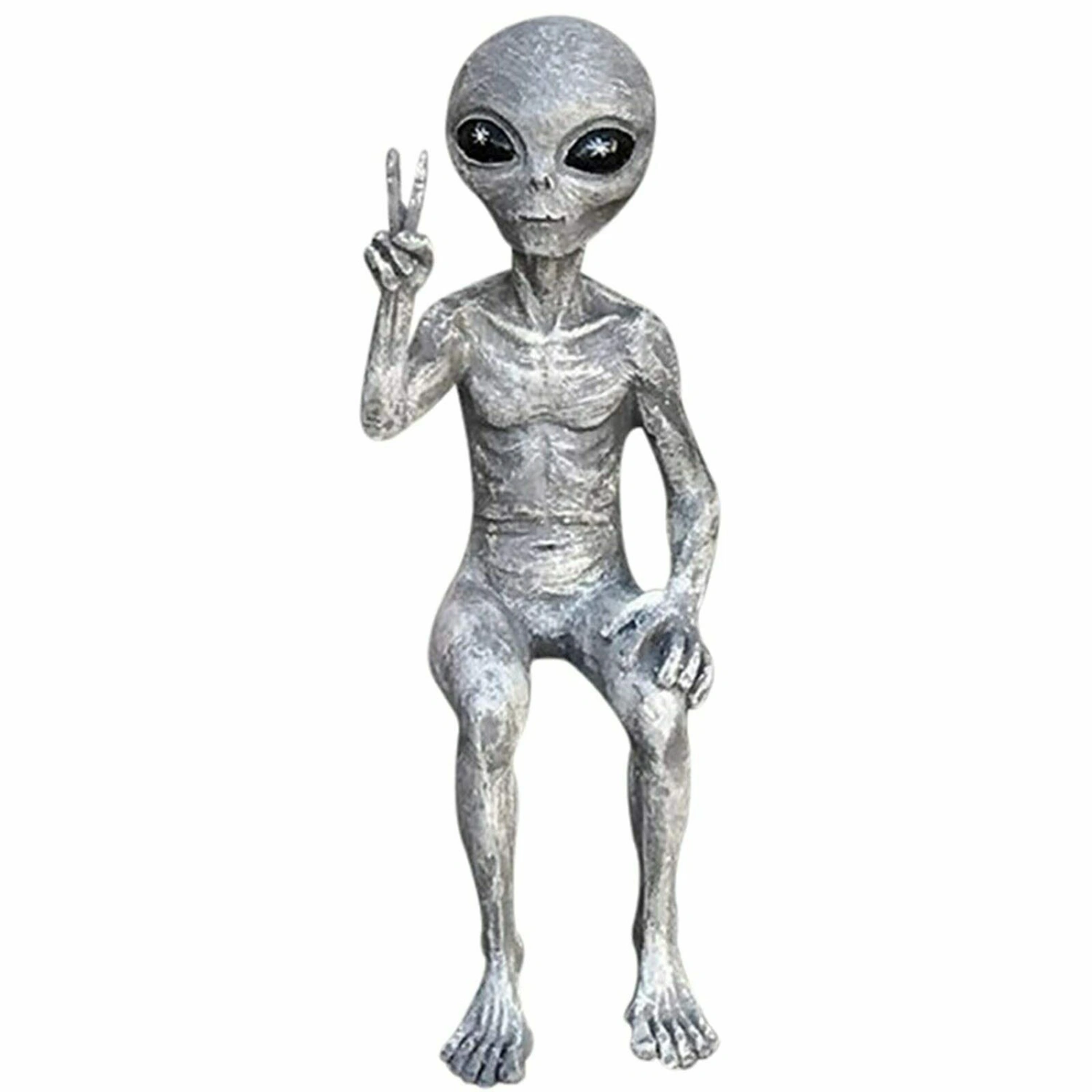 Outdoor Alien Statue, Art Outer Space Decoration Sitting Statuette