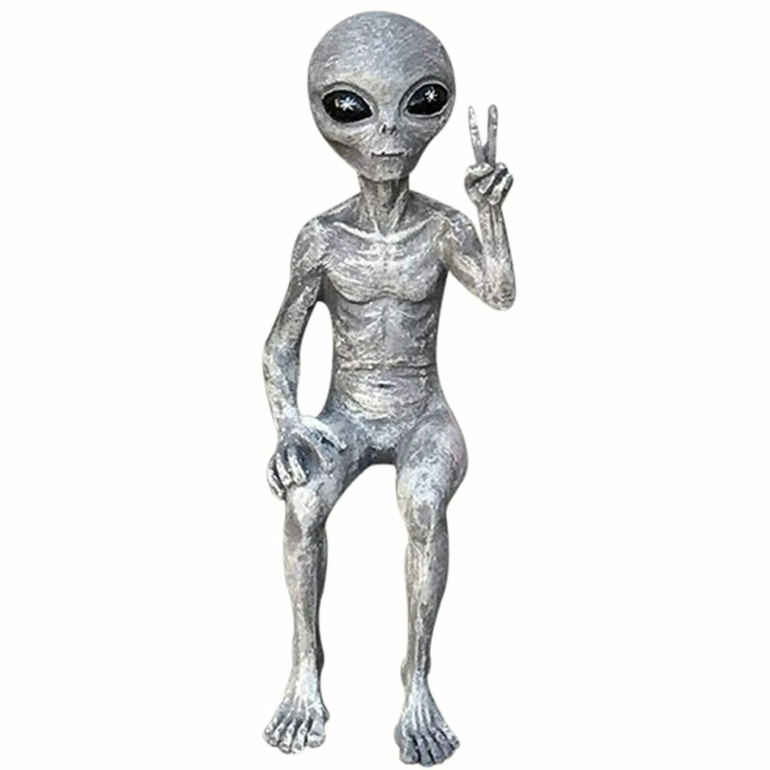 Outdoor Alien Statue, Art Outer Space Decoration Sitting Statuette