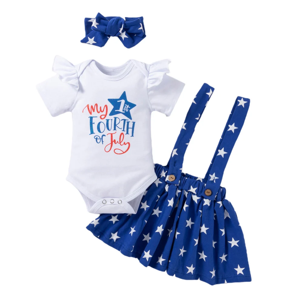 Baby Girls Clothes Set, Round Collar Romper, Skirt and Headdress