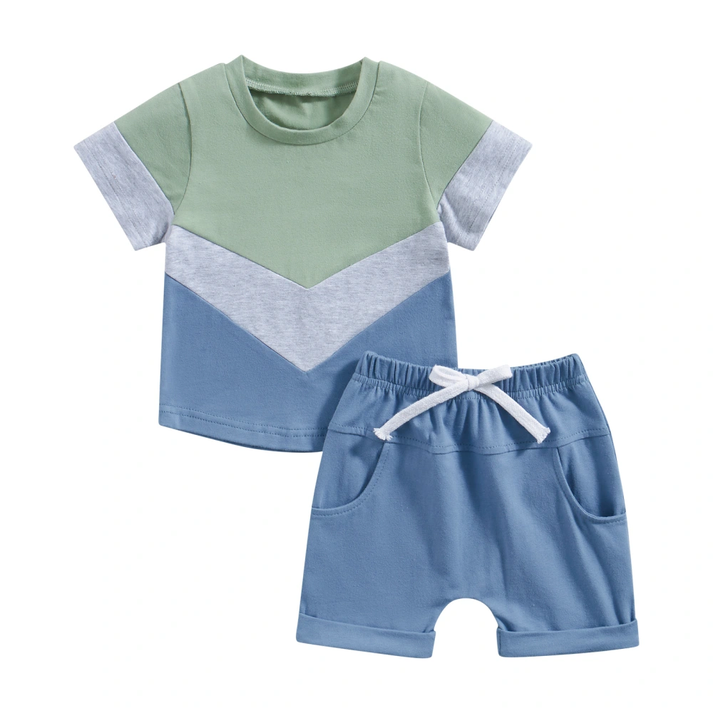 Baby Boys Summer 2pcs Outfits Casual Contrast Color T-shirt and Shorts