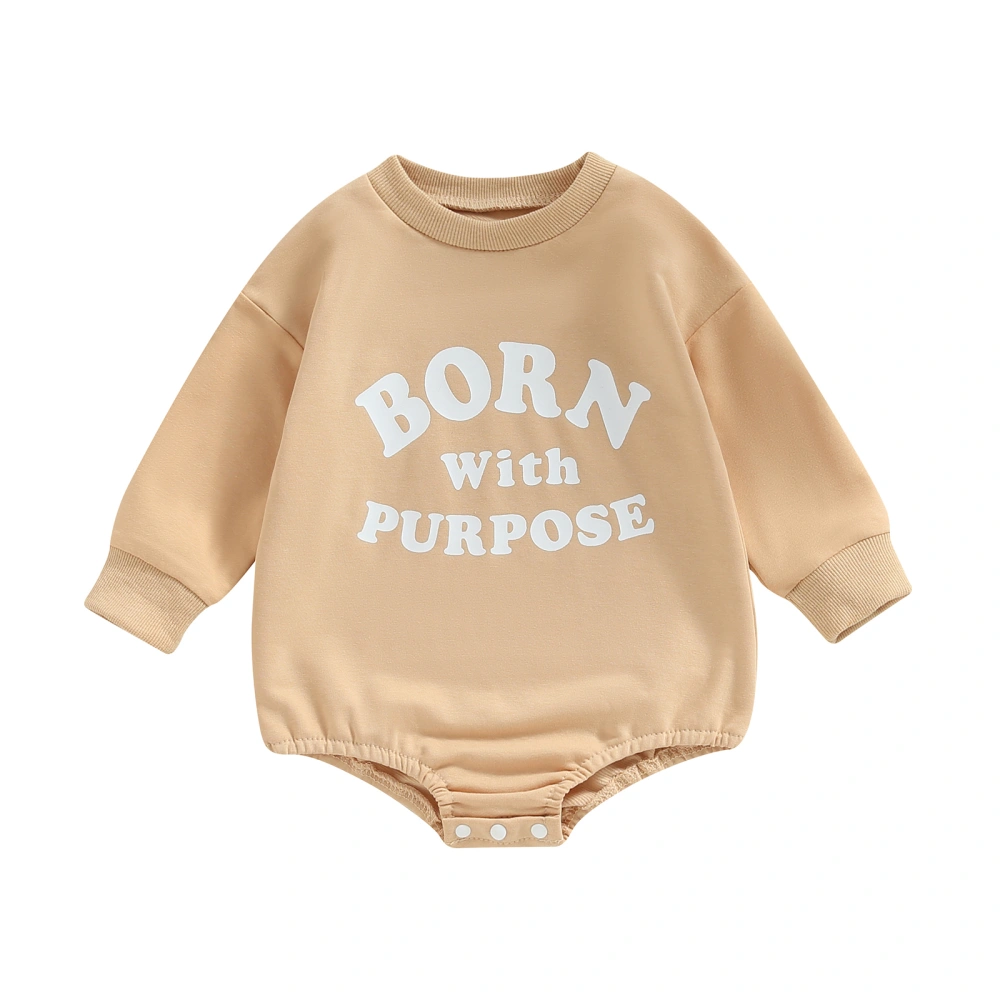 Baby Girls Autumn Long Sleeve Crewneck Letter Print Loose Playsuit