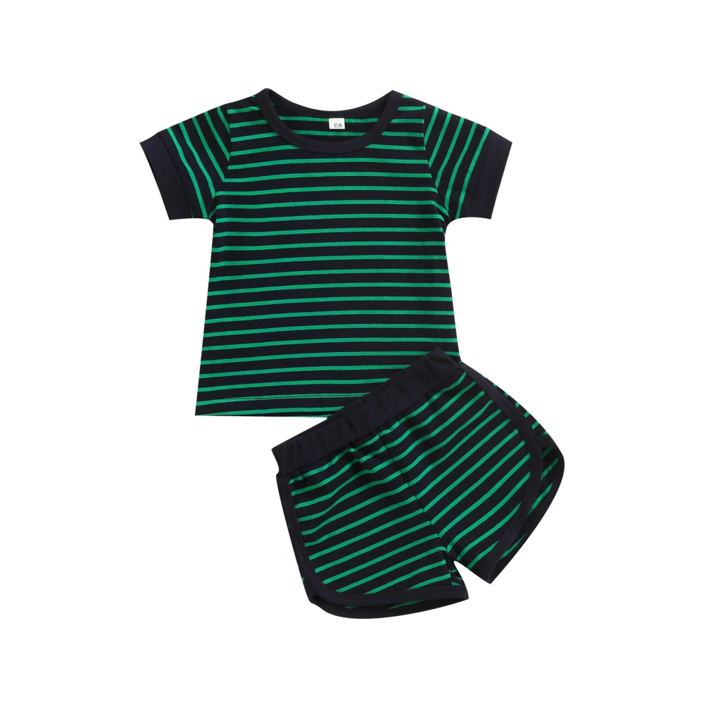 Simple Style Baby Boys Outfit, Stripes Short Sleeve Tops, Shorts  