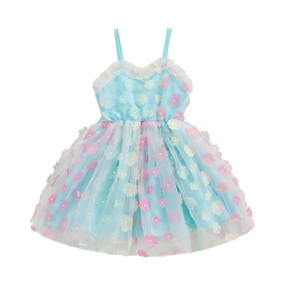 Toddler Girls Sleeveless 3D Flower Princess Dress Summer Outfits