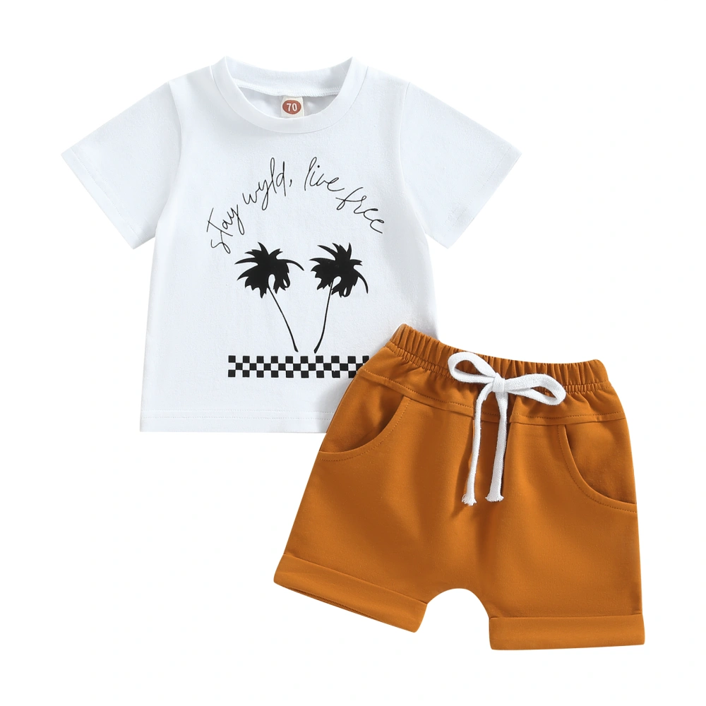 Infant Boy Summer Clothes Suits Coconut Letter Print T-Shirts Shorts