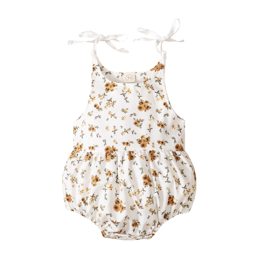 Toddler Camisole Romper with Flower Print, Adjustable Strap Button