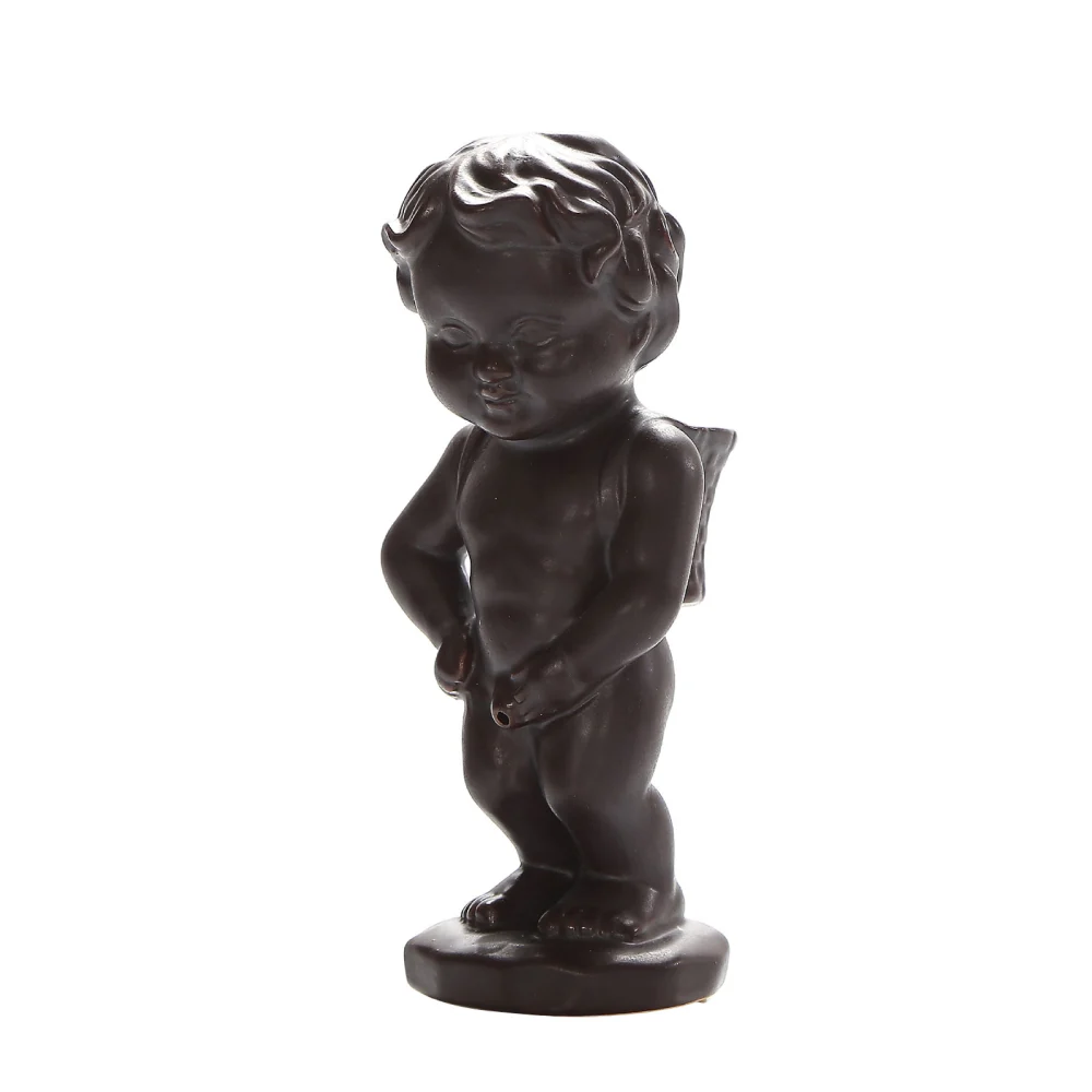 Reverse Flow Incense Holder, Brown Peeing Boy Shape Incense Burner