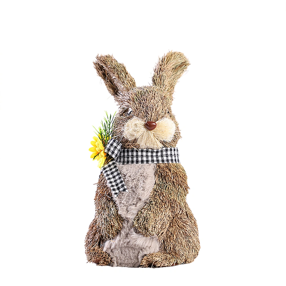 Easter Bunny Decoration, Realistic Rabbit Statue with Sunflower