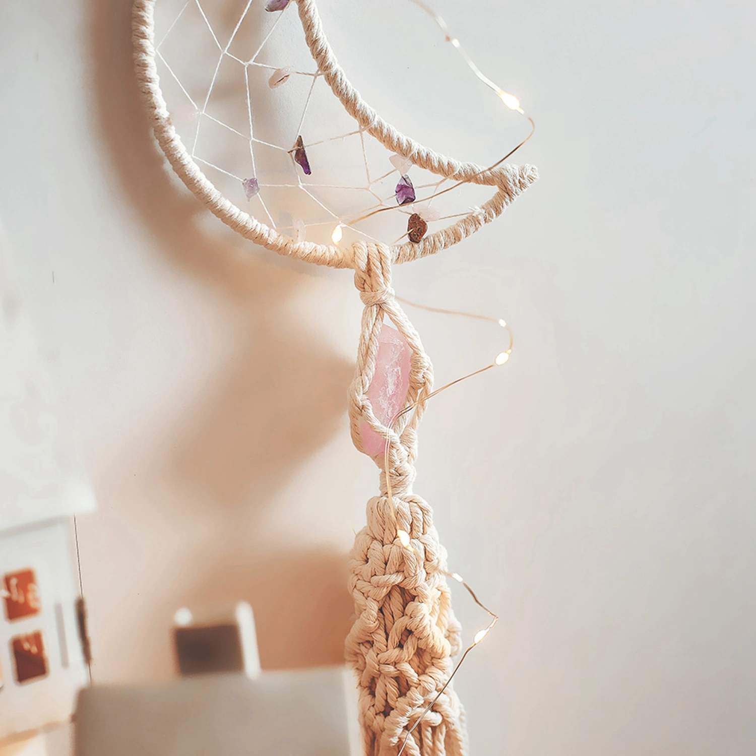 Dream Catcher Pendant, Moon Decoration Woven Bohemian Style