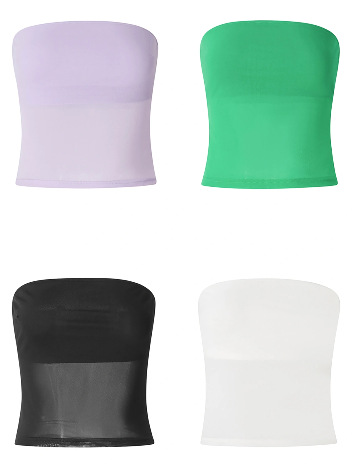 Women Tube Top, Strapless Backless Tulle Patchwork Summer Vest