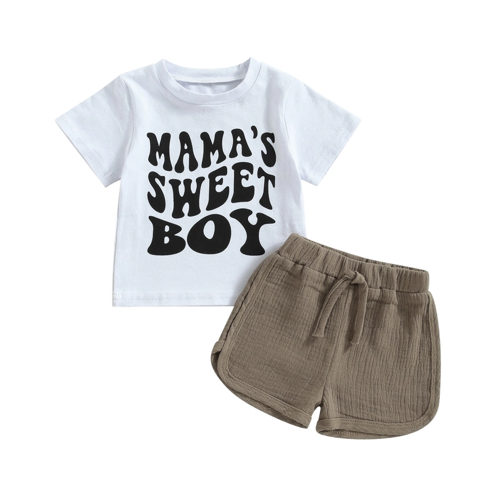 Baby Boys Shorts Set, Short Sleeve Letters Print T-shirt + Shorts