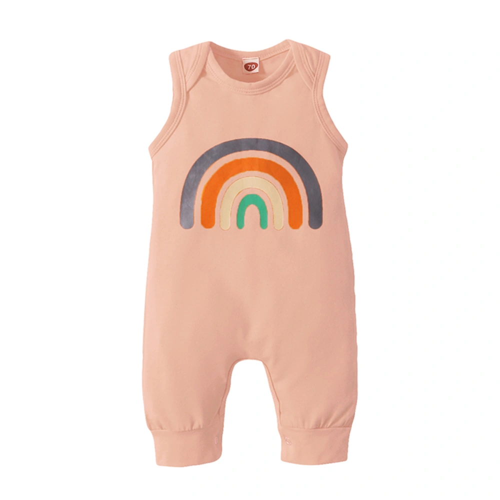 Infant Sleeveless Jumpsuit with Rainbow Pattern Print, Loose Clothing