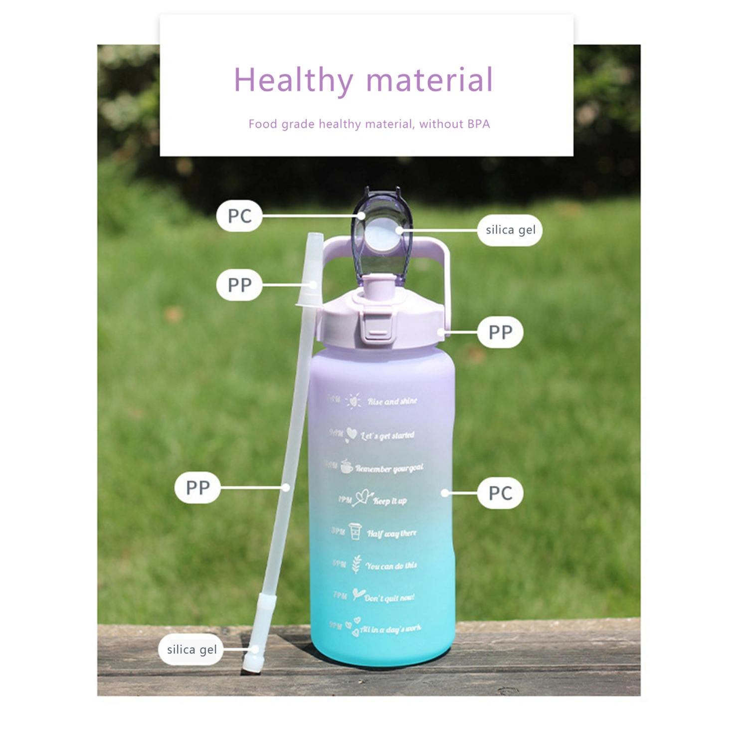 Drinking Bottles with Time Marker for Fitness Gym Yoga Traveling