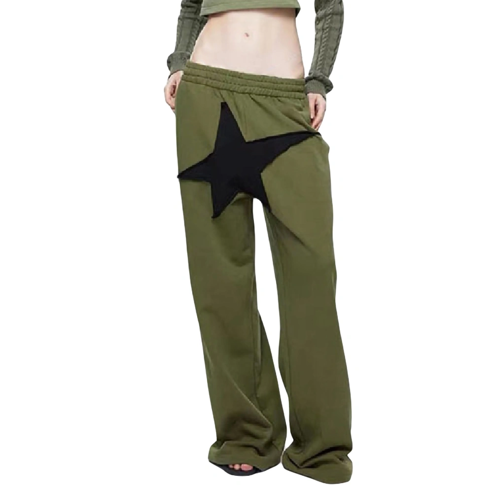 Women Casual Pants with Pentagram, Wide Elastic Waist Clothing