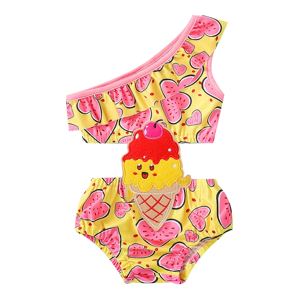 Girls Swimwear Romper, Printed Sleeveless Patchwork Bodysuit Beachwear