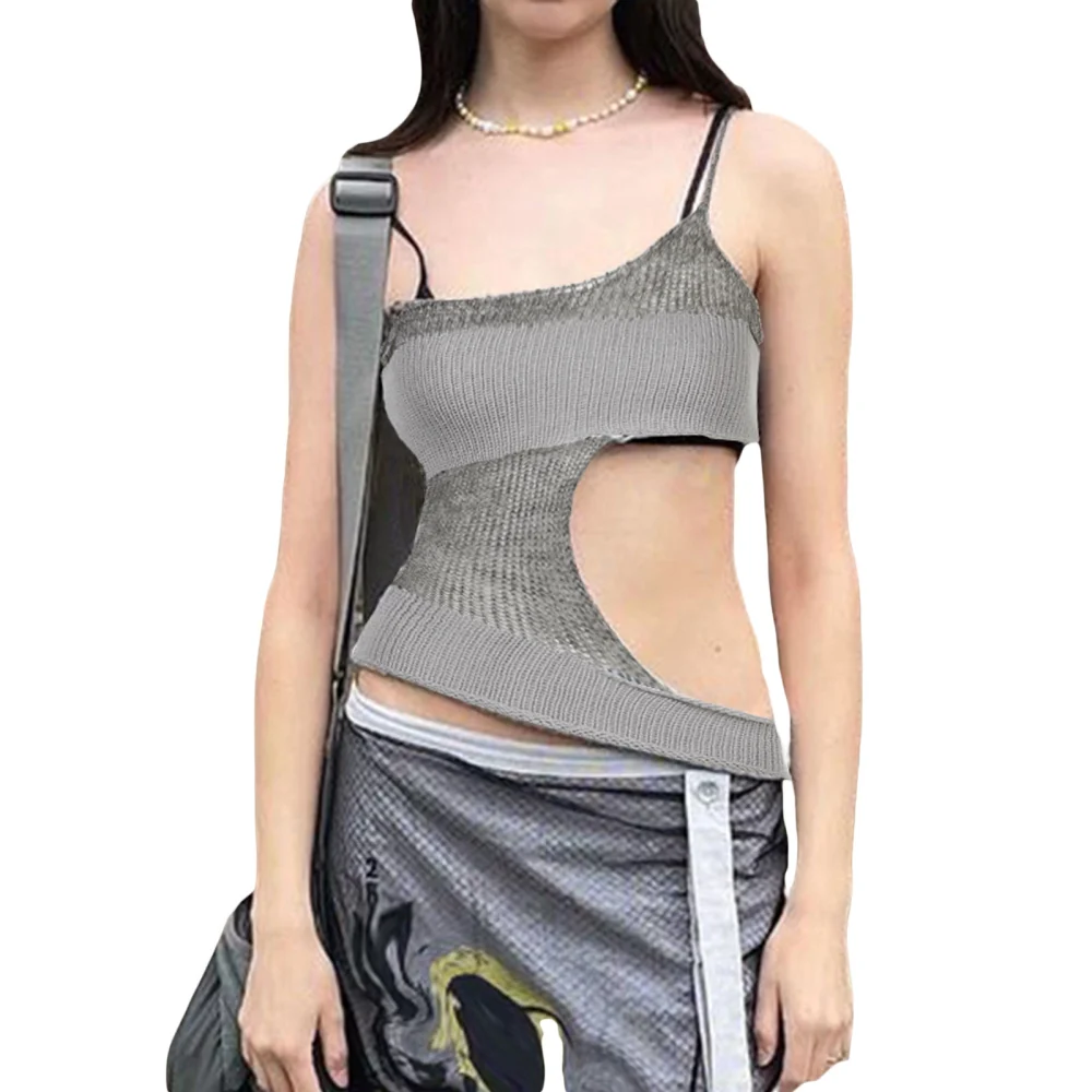 Women Casual Tank Tops, Color-Contrast Backless Slim-Fit Tops