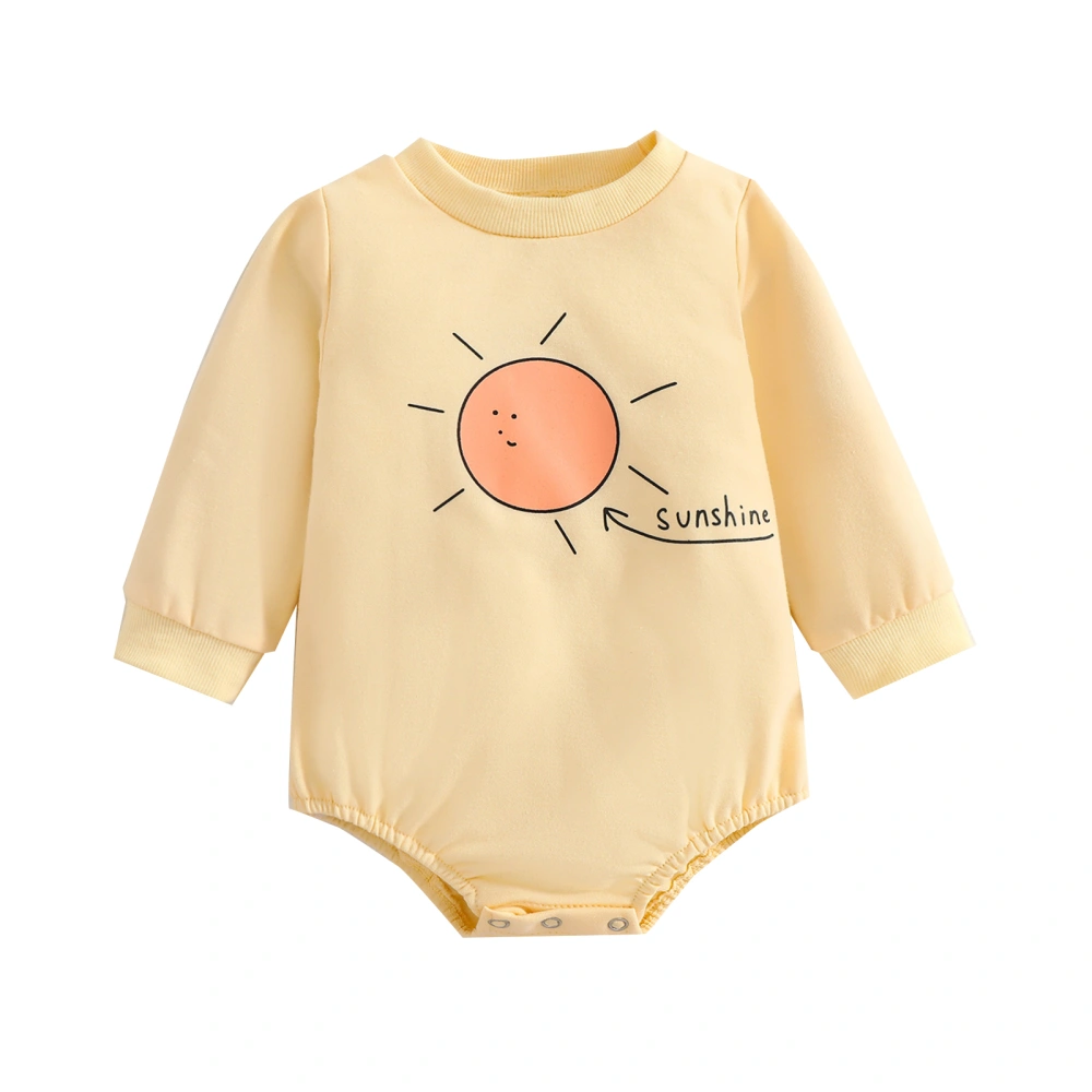 Infant Baby Romper, Long Sleeve Cartoon Sun Letter Triangle Bodysuit