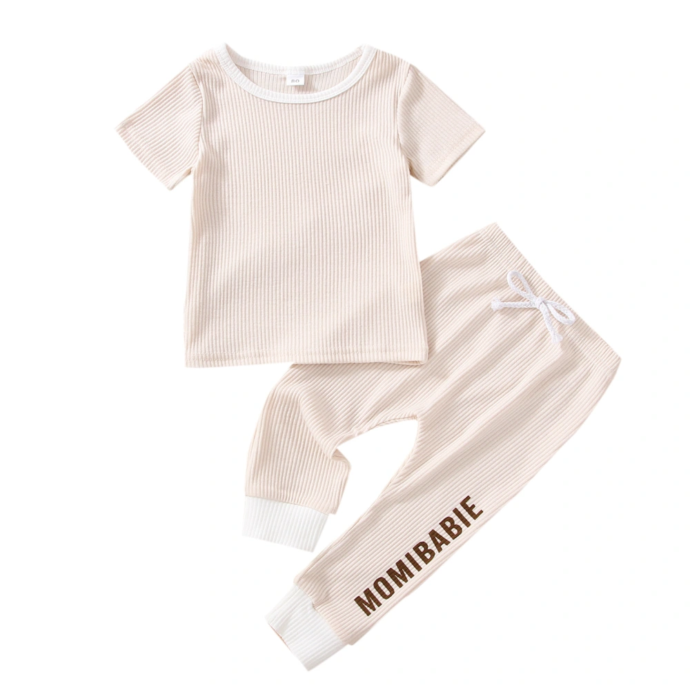 Baby Kid Pants Set, Short Sleeve T-shirt with Letters Print Long Pants