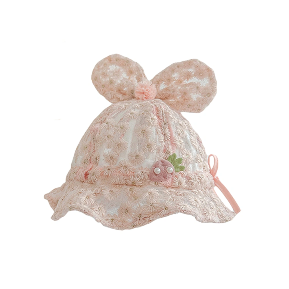 Baby Girl Sun Hat, Flower Carrot Wide Brim Summer Hat Bow Bucket Hat