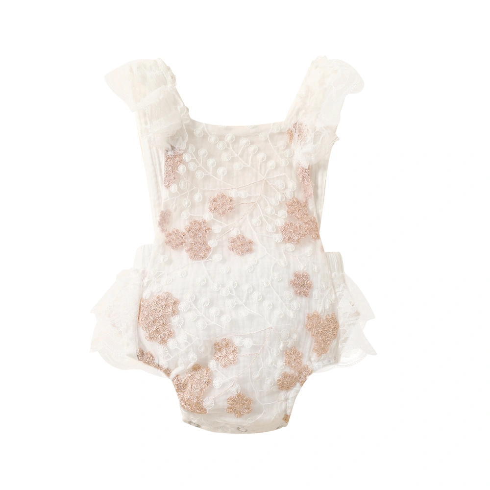 Infant Baby Sleeveless Romper, Lace Patchwork Ruffles Short Bodysuit