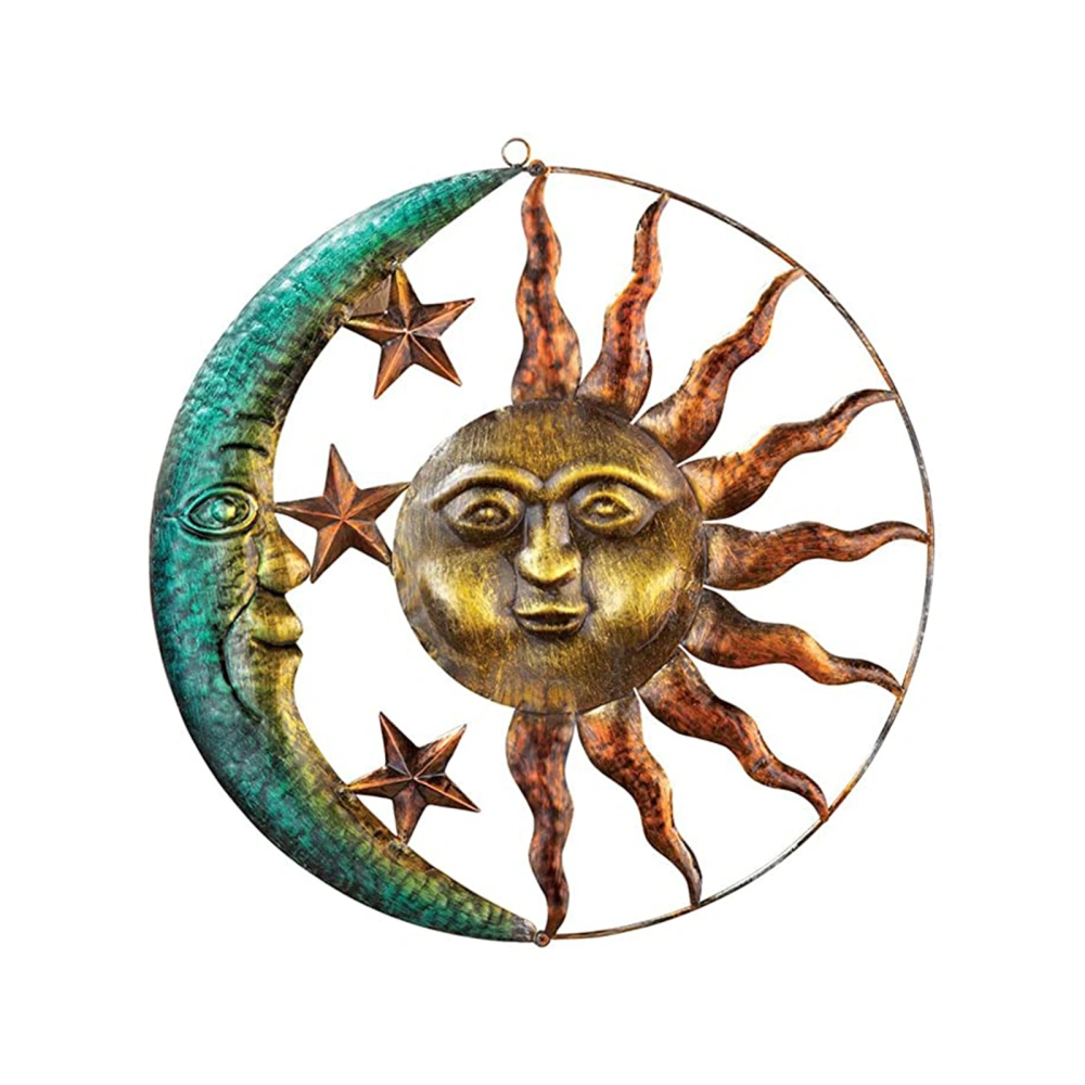 Sun Moon Wall Decoration, Wrought Iron Plating Creative Statue