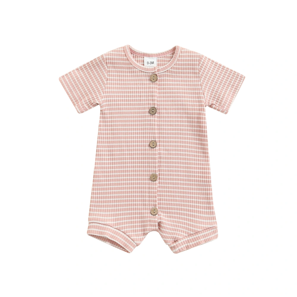 Baby Short Sleeve Romper Horizontal Stripes Printing Summer Clothing