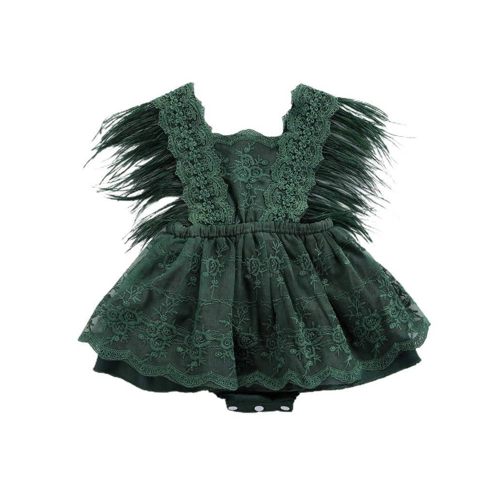 Baby Girls Sleeveless Romper, Floral Lace Tassel Bodysuit Tutu Dress