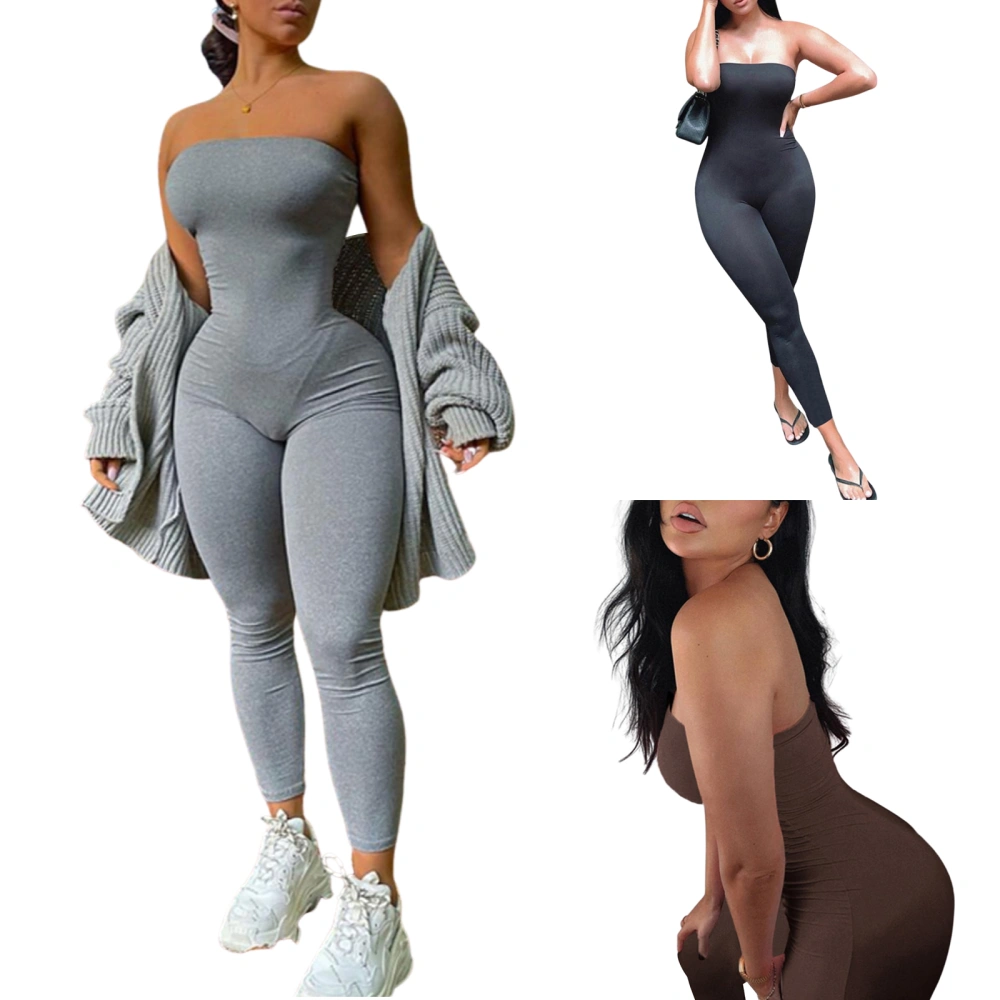 Women Close-fitting Jumpsuit, Off-the-shoulder Sleeveless One-piece