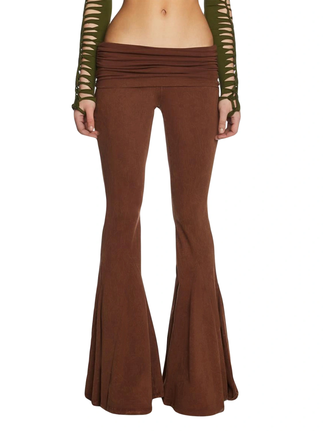 Women's Spring Solid Color Low Waist Skinny Bell-bottom Pants