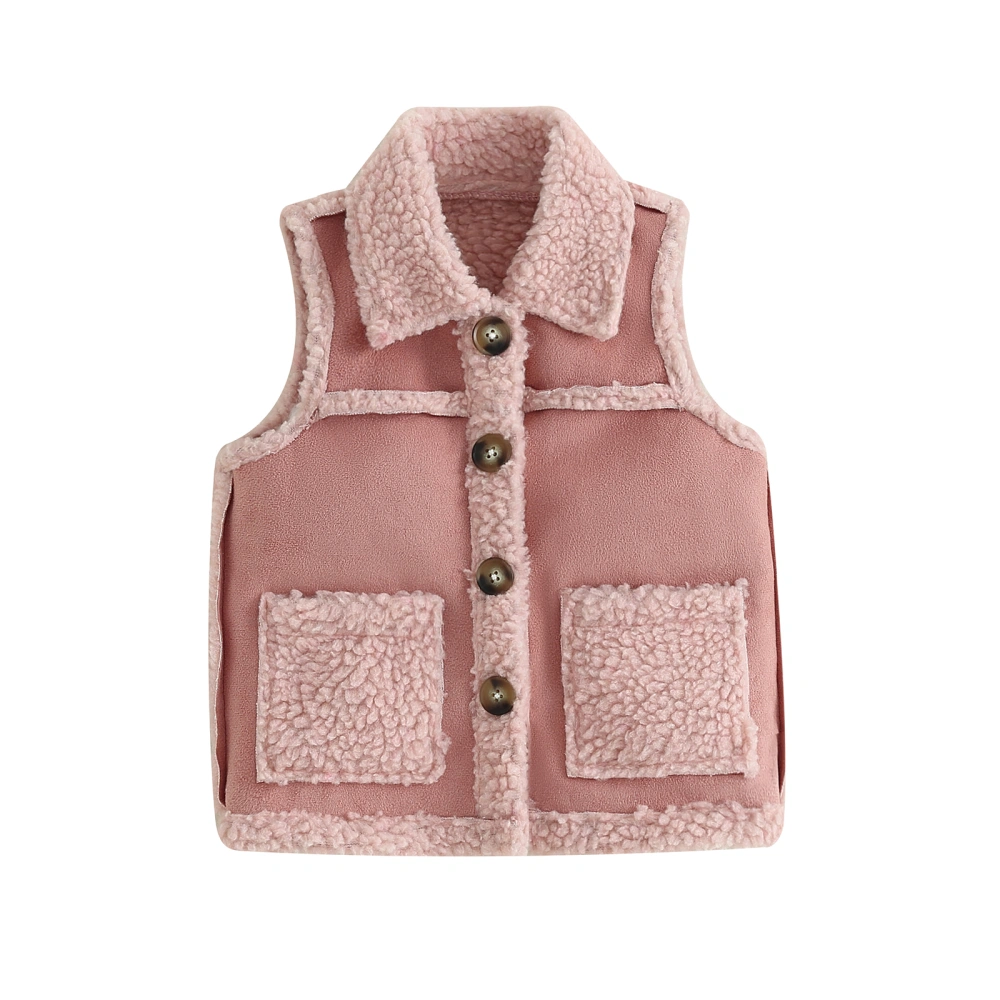 Kids Girl Vest Jacket Warm Button Sleeveless Waistcoat with Pocket