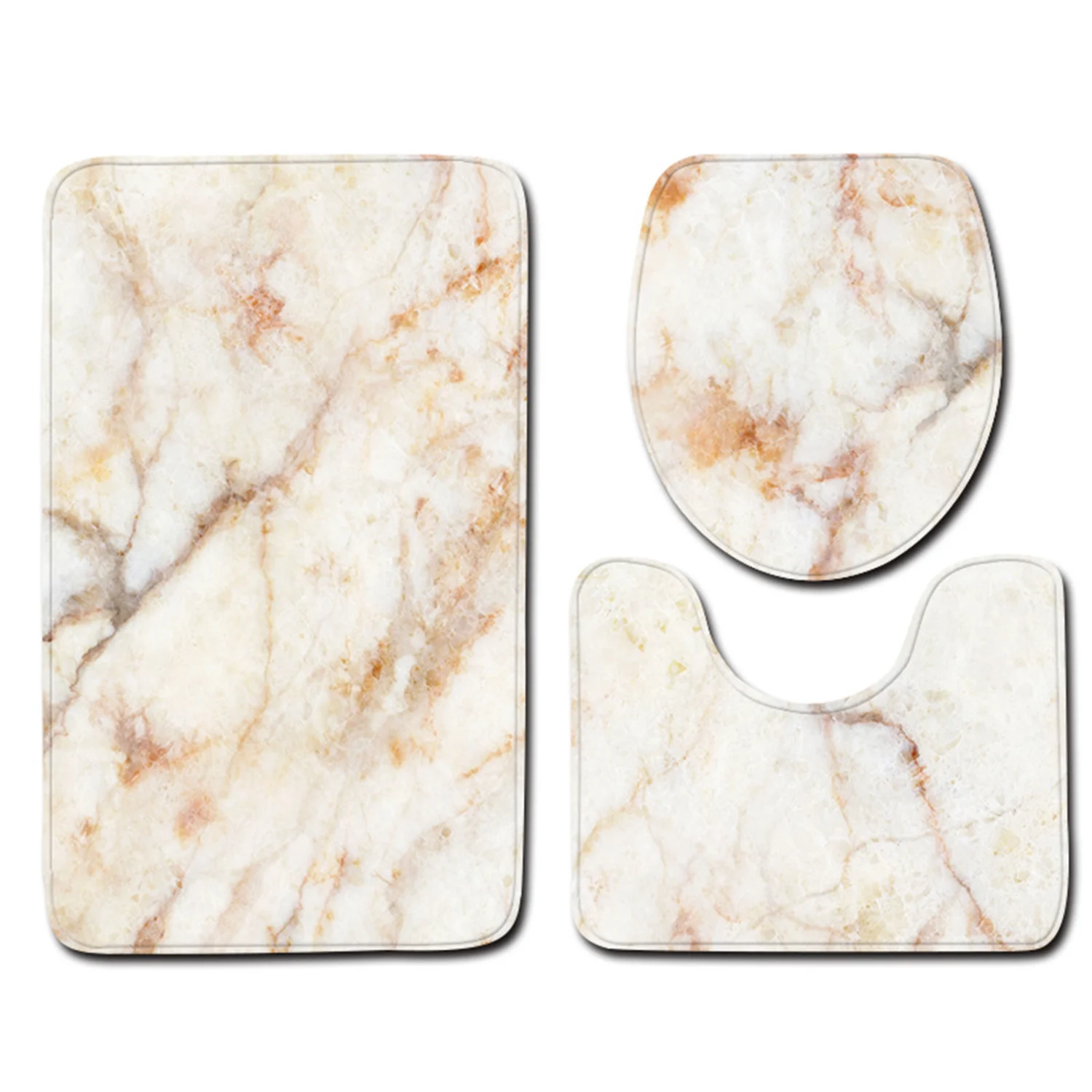 Three-piece Marble Toilet Set, Anti-slip Floor Mat Door Pad Bathroom Carpet