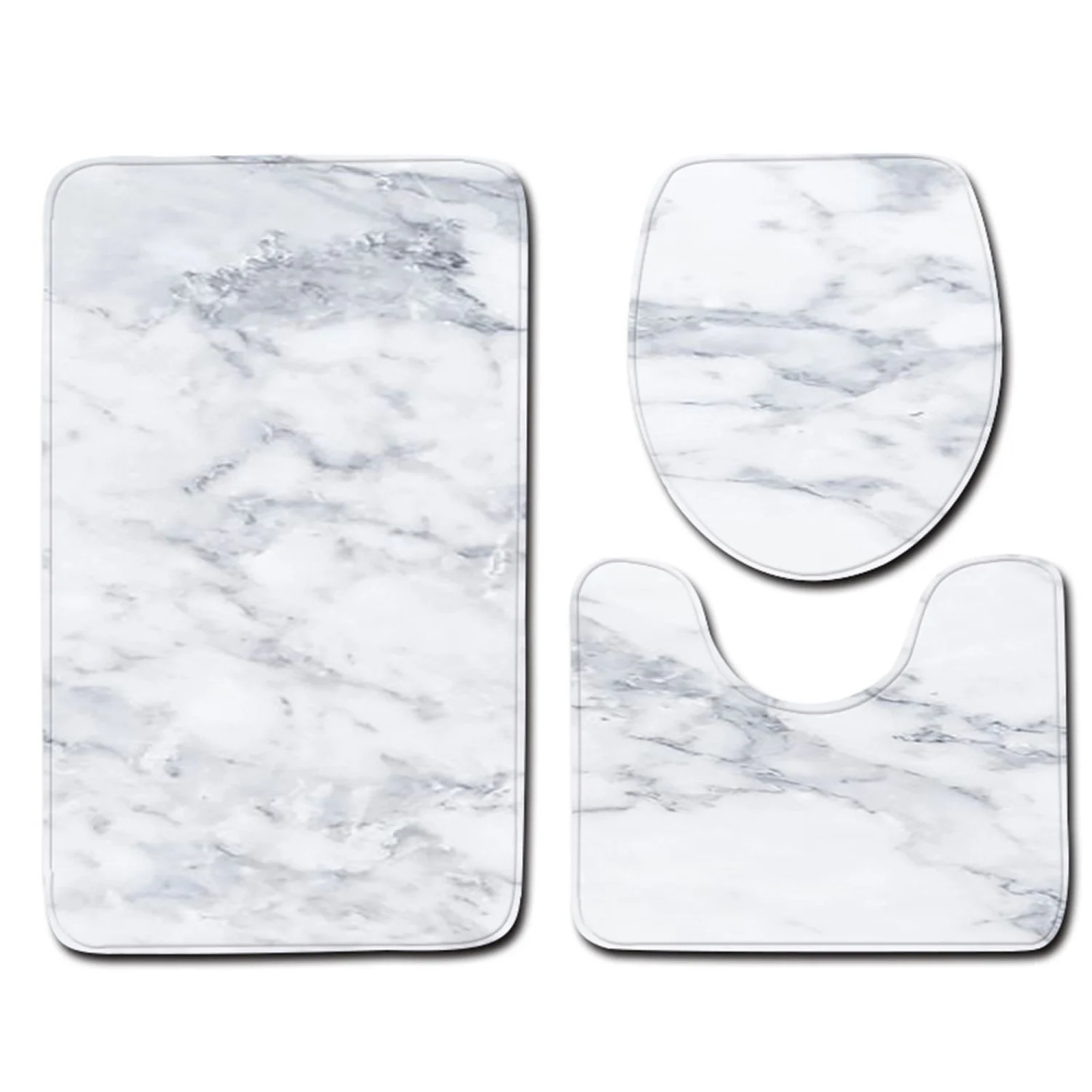 Three-piece Marble Toilet Set, Anti-slip Floor Mat Door Pad Bathroom Carpet
