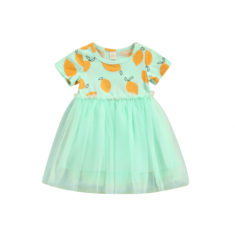 Infant Baby Girl Summer Dress, Lemon Short Sleeve Tulle Dress