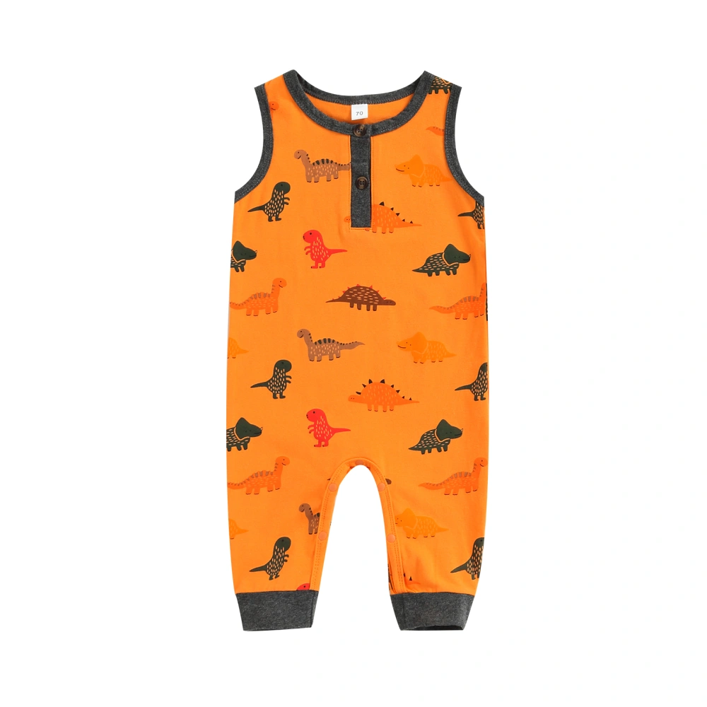 Baby Boys Girls Romper, Sleeveless Round Neck Dinosaur Printed Romper