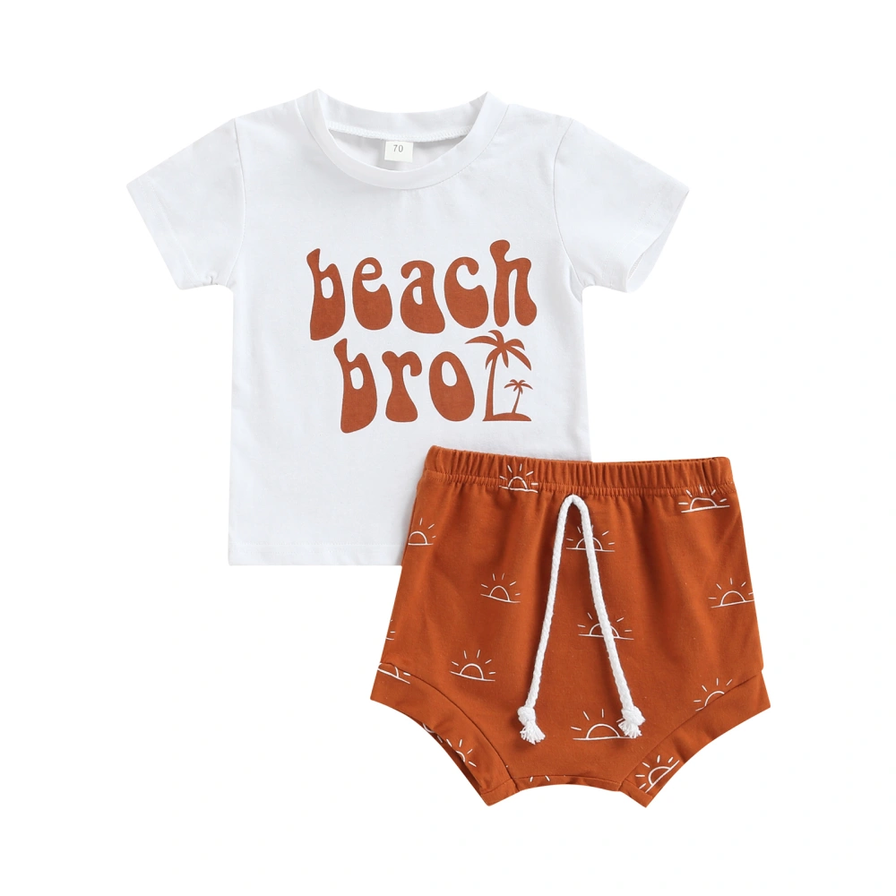 Baby Boys Outfits, Short Sleeve Crew Neck Letters Tops with Shorts 