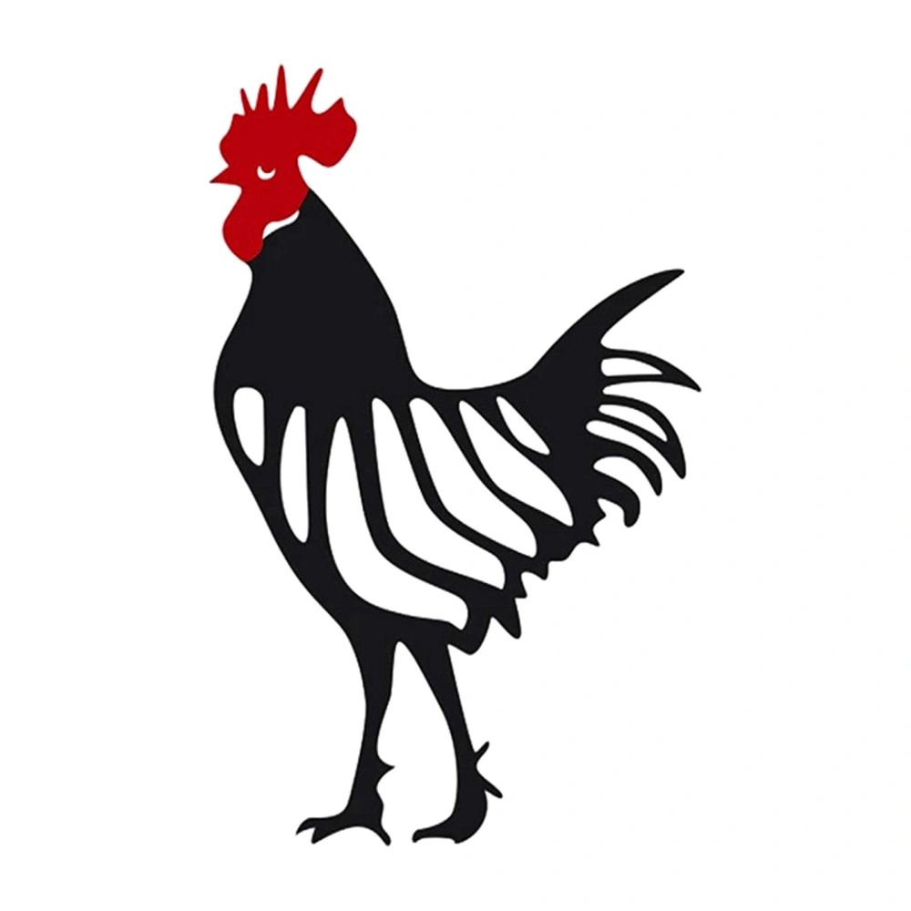 Garden Chicken Decoration, Wrought Iron Rooster Stake Silhouette