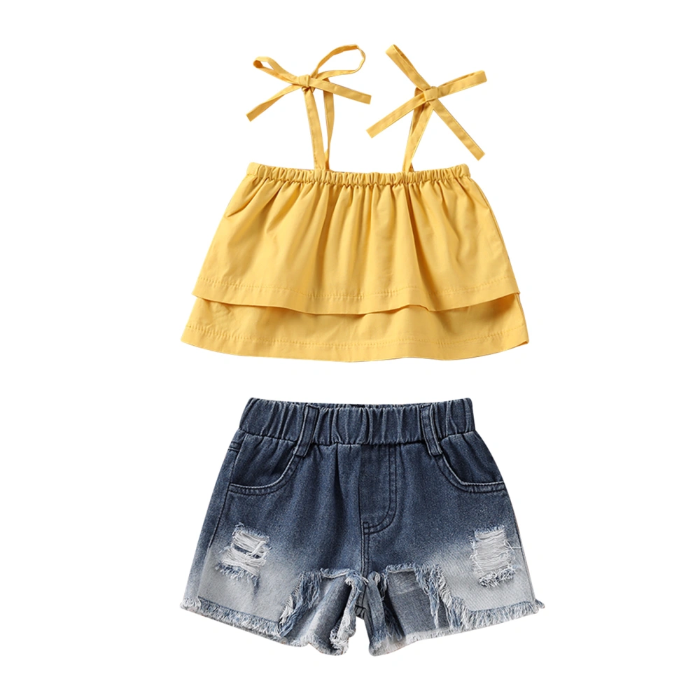 Little Girl Shorts Set, Shoulder Strap Elastic Tops Camisole Short 