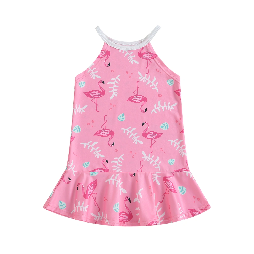 Toddler Girls Summer Sleeveless Animal Print Spaghetti Strap Dress