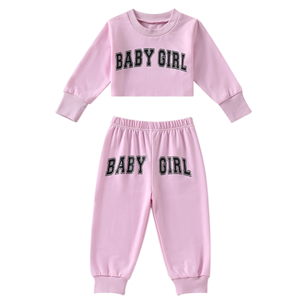 Baby Girls 2PCS Pants Set, Long Sleeve Letter Crop Top + Long Pants