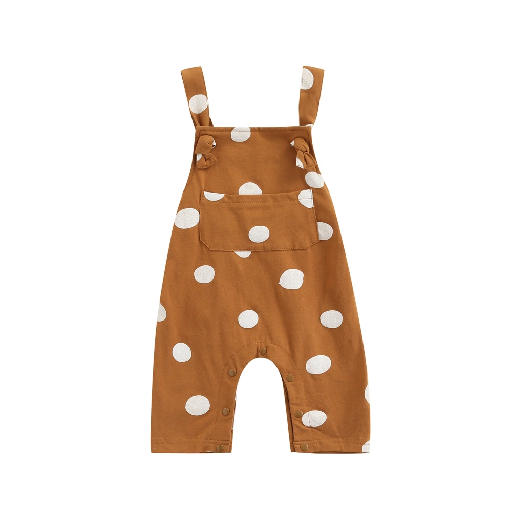 Baby Romper, Dots Print Square Neck Sleeveless Jumpsuit with Pocket