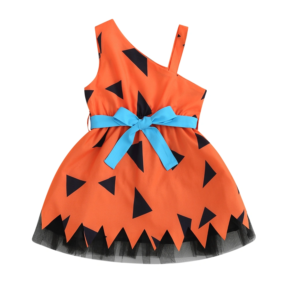 Girls Summer Dress Halloween Mesh Patchwork Sleeveless A-Line Dresses