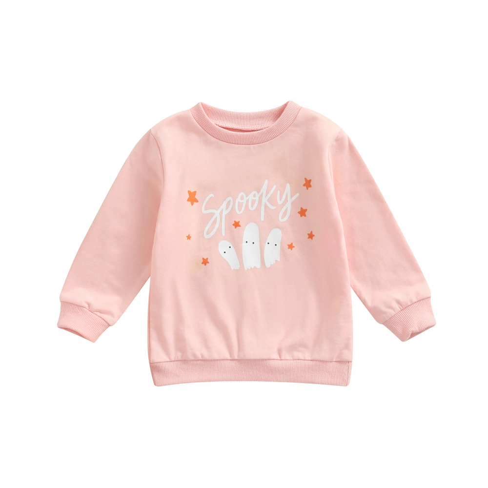 Kids Casual Sweatshirt, Long Sleeve Cartoon Ghost Letter Pullover Tops