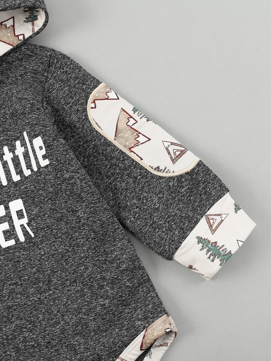 Baby Jumpsuit Letter Contrast Color Hooded Romper + Printed Pants