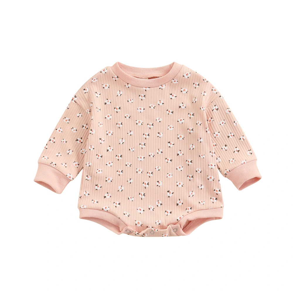 Baby Girl’s Fashion Floral Round Neck Long Sleeve Triangle Romper