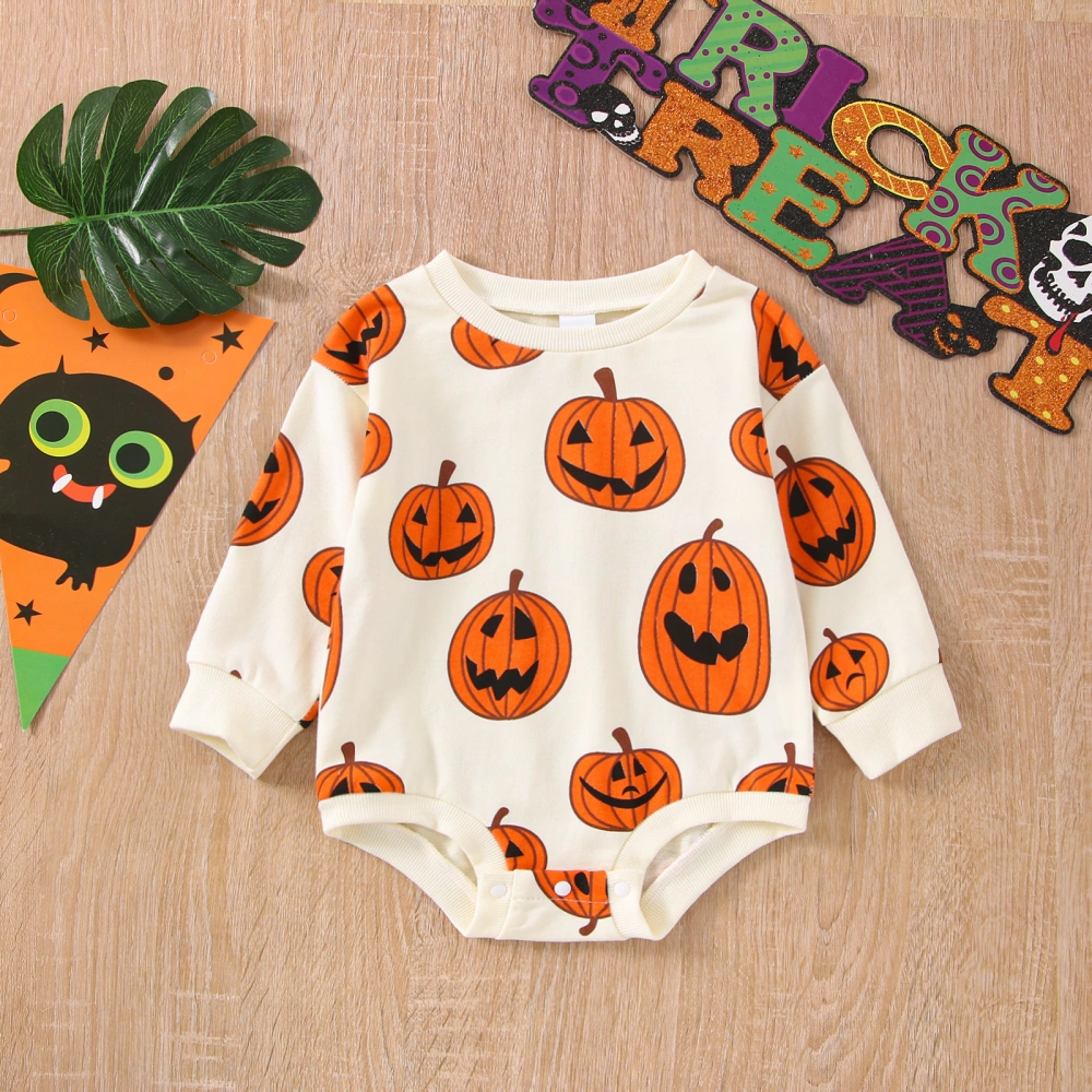 Halloween Infant Loose Romper, Round Collar Long Sleeve Jumpsuit